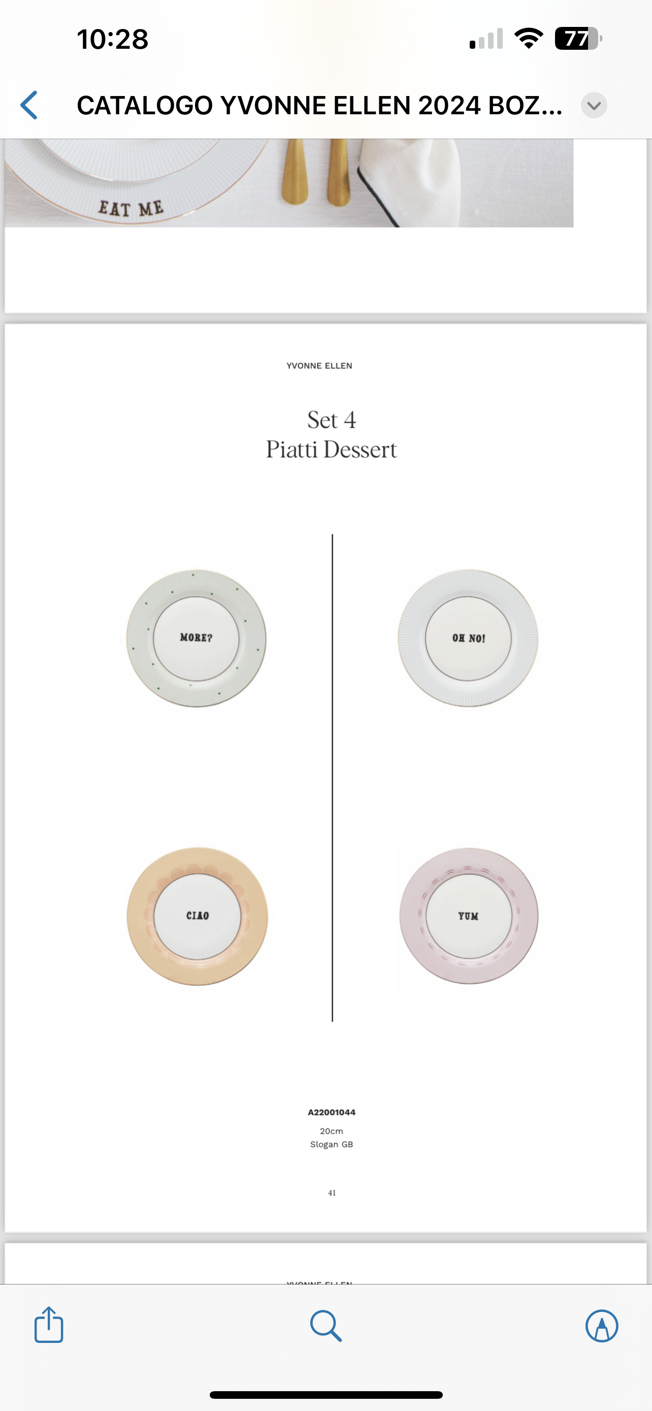 set 4 piatti slogan side 20 cm